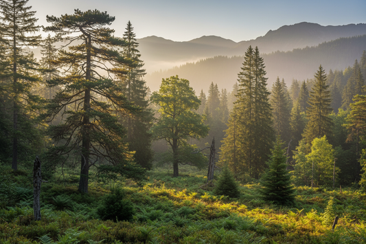 Alpiner Wald mit Zirbelkiefer, Eiche, Fichte und Kiefer – Holzvergleich Zirbenholz