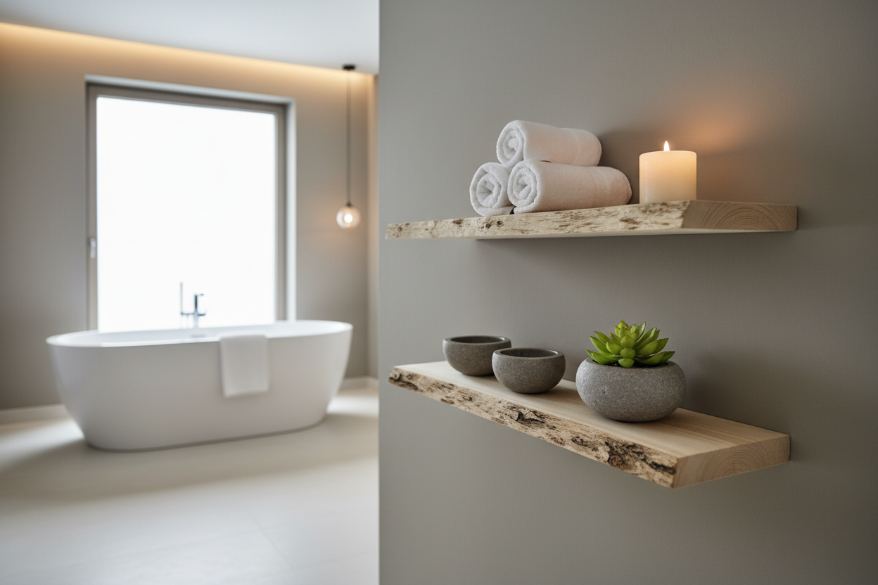 2er Set Schweberegal Alpenblick im Badezimmer