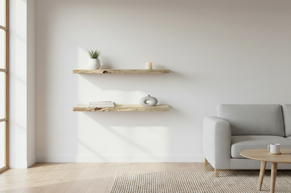 2er Set Schweberegal Alpenblick im Wohnzimmer mit Teppich