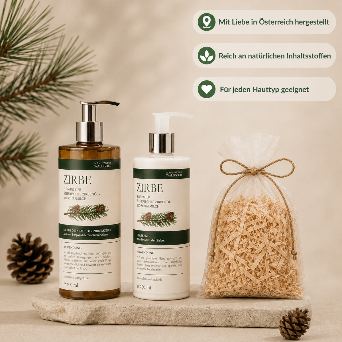 Geschenkset Pflege-Bundle Zirbe