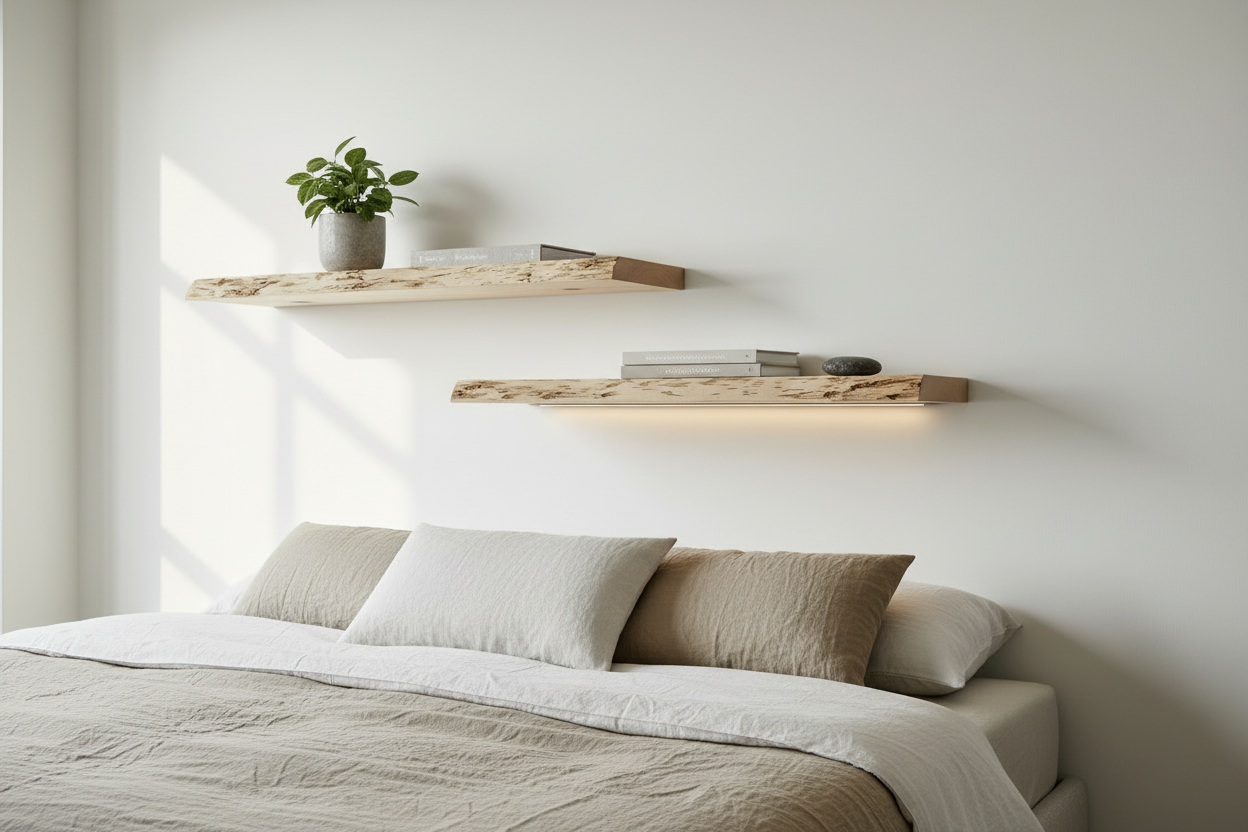 2er Set Schweberegal Alpenblick – Zirbenholz für besseren Schlaf