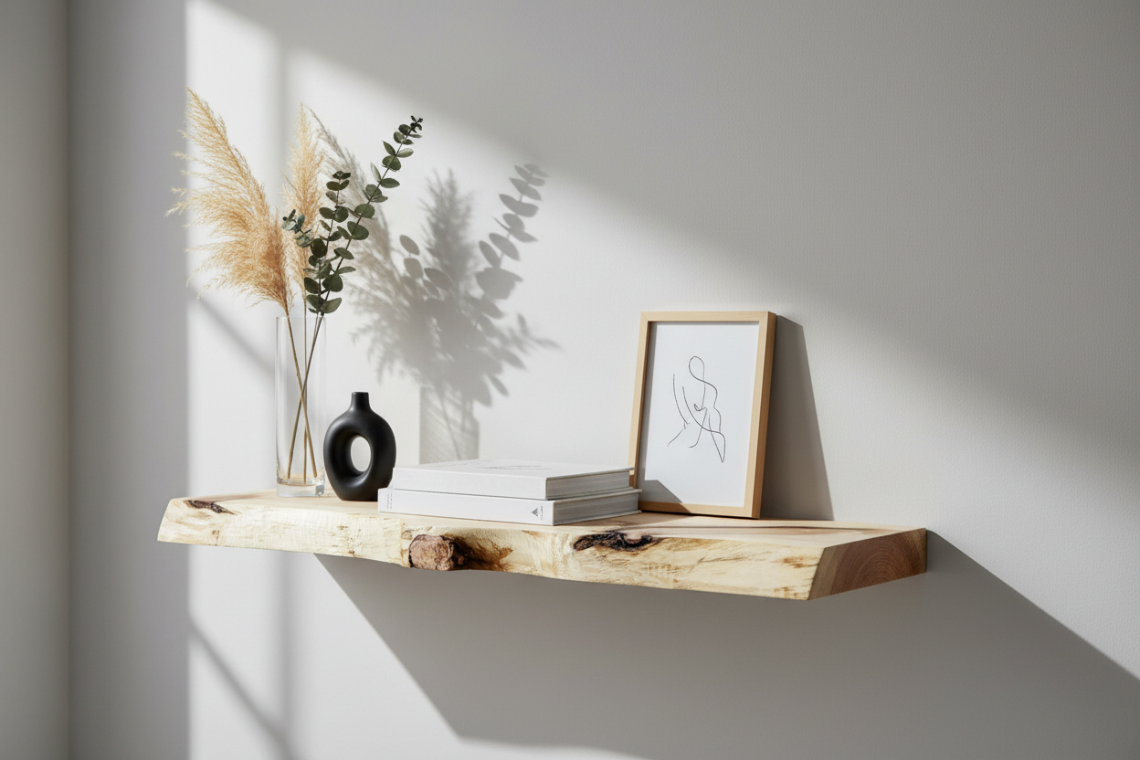 Dekoriertes Holzregal